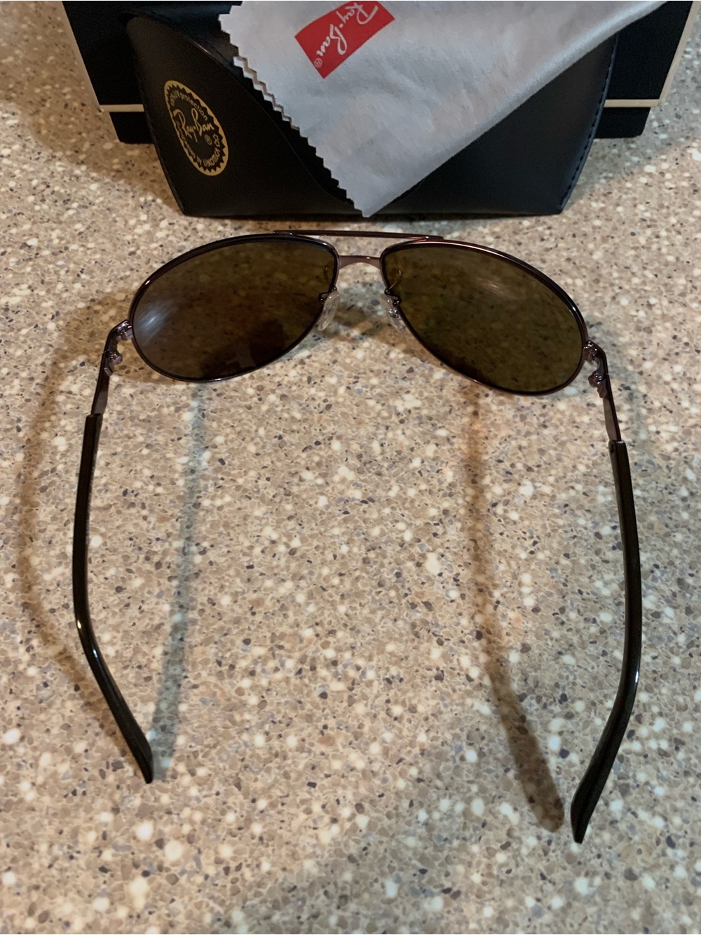 Ray-Ban Men’s Brown Lens Aviator Sunglasses with Dark Brown Frame - Picture 5 of 6